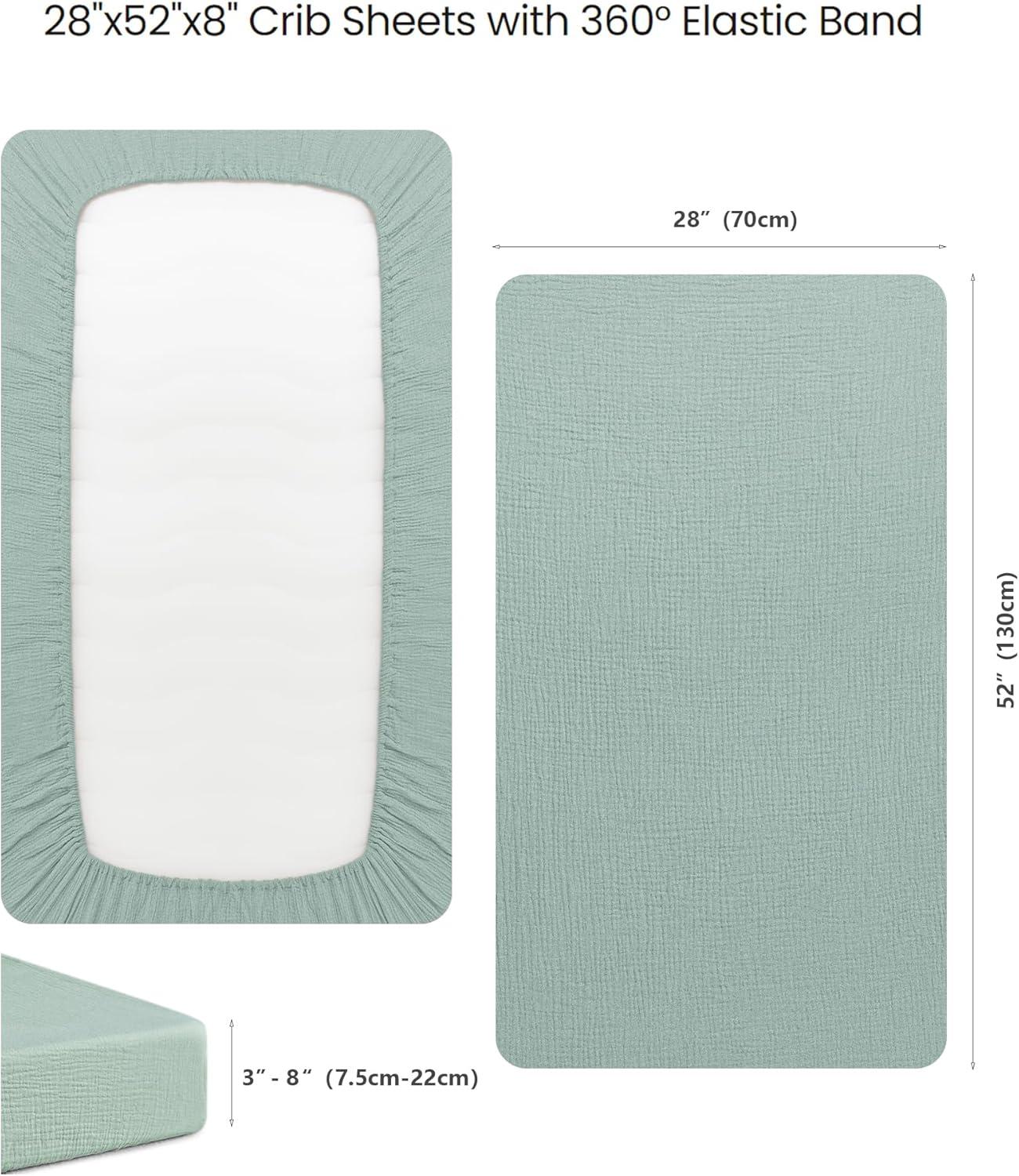 imageKonssy Muslin Crib Sheets for Girl Boy Soft and Breathable Cotton Baby Sheets for Standard Crib Mattress 52quotx 28quot OatGreen