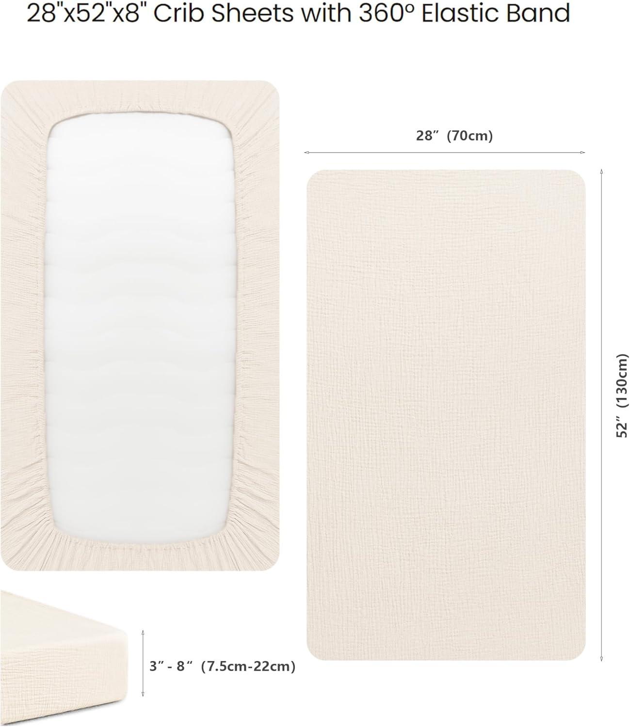 imageKonssy Muslin Crib Sheets for Girl Boy Soft and Breathable Cotton Baby Sheets for Standard Crib Mattress 52quotx 28quot OatOat