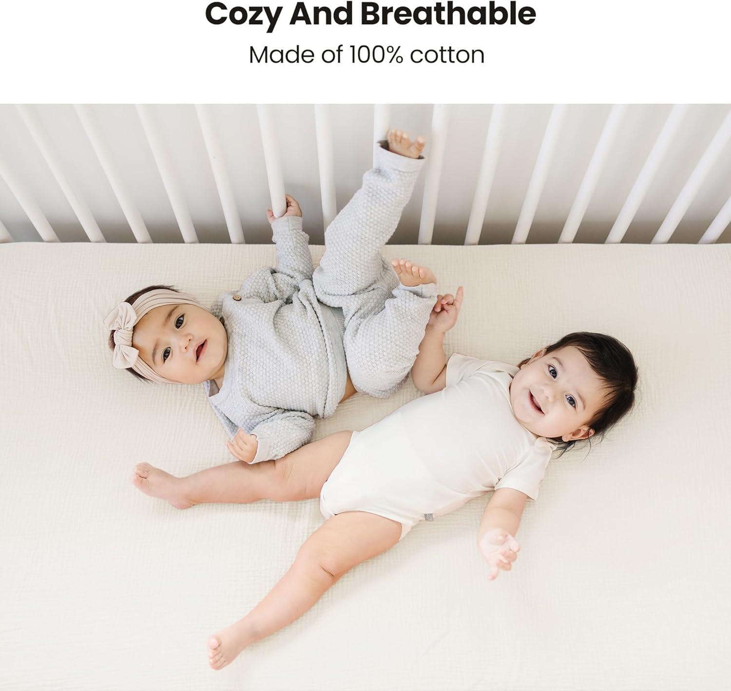 imageKonssy Muslin Crib Sheets for Girl Boy Soft and Breathable Cotton Baby Sheets for Standard Crib Mattress 52quotx 28quot OatOat