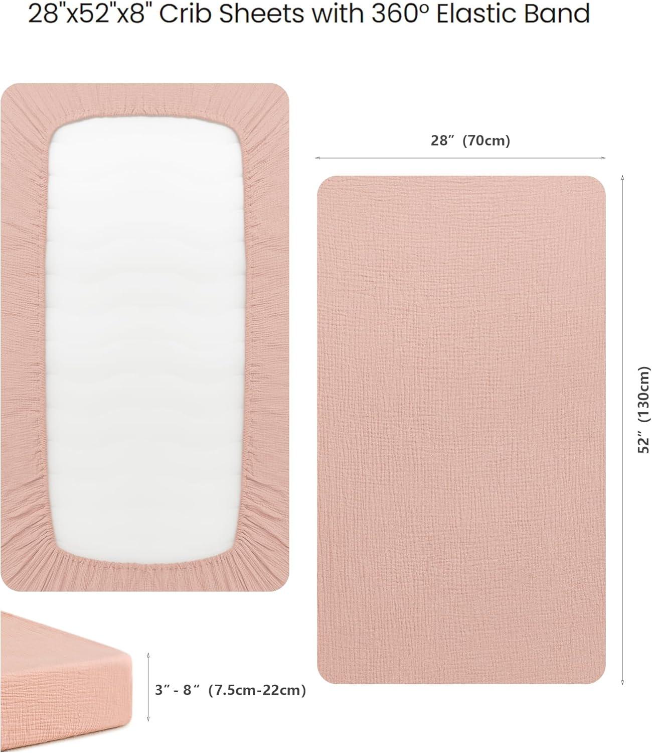 imageKonssy Muslin Crib Sheets for Girl Boy Soft and Breathable Cotton Baby Sheets for Standard Crib Mattress 52quotx 28quot OatPink