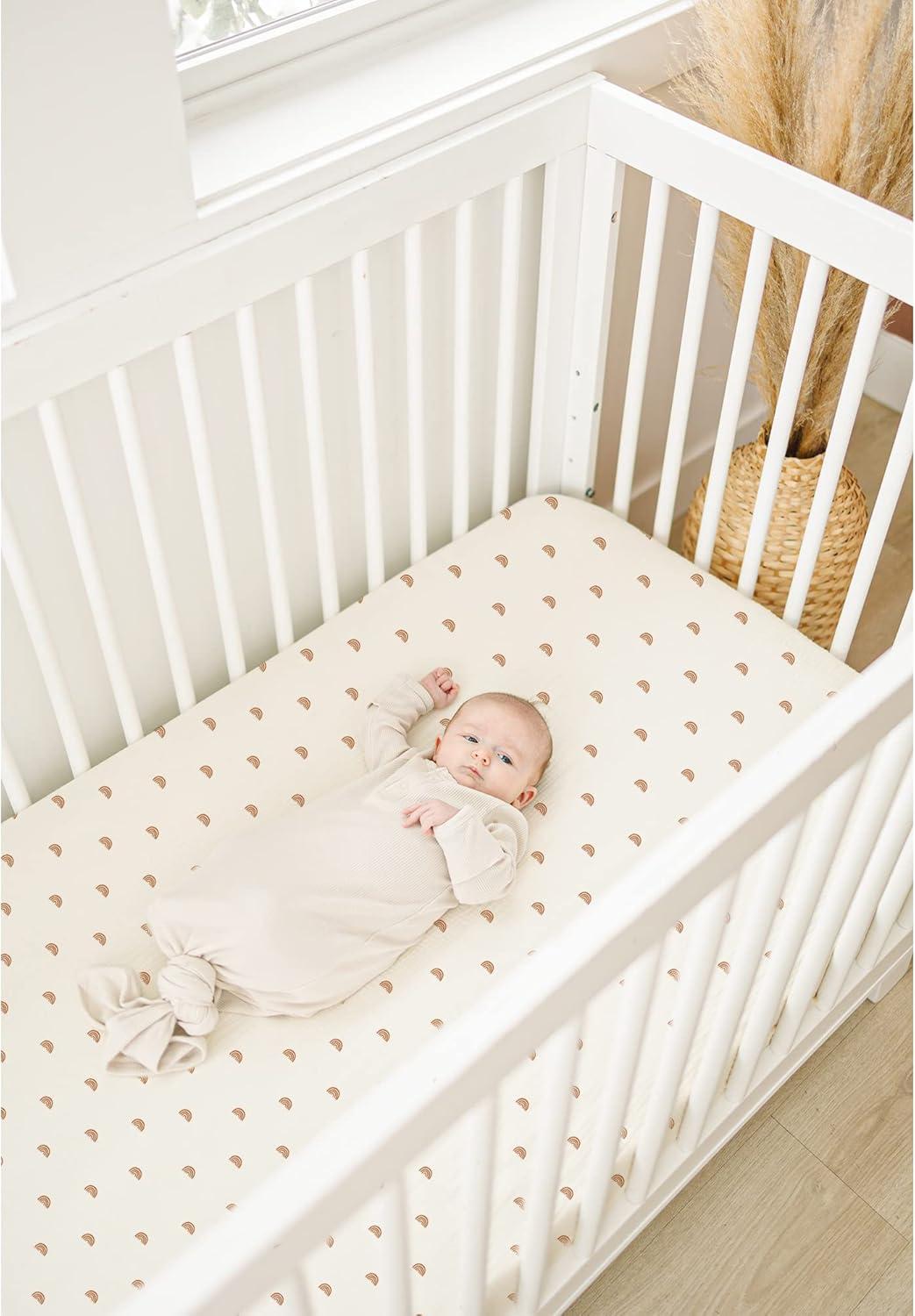 imageKonssy Muslin Crib Sheets for Girl Boy Soft and Breathable Cotton Baby Sheets for Standard Crib Mattress 52quotx 28quot OatRainbow