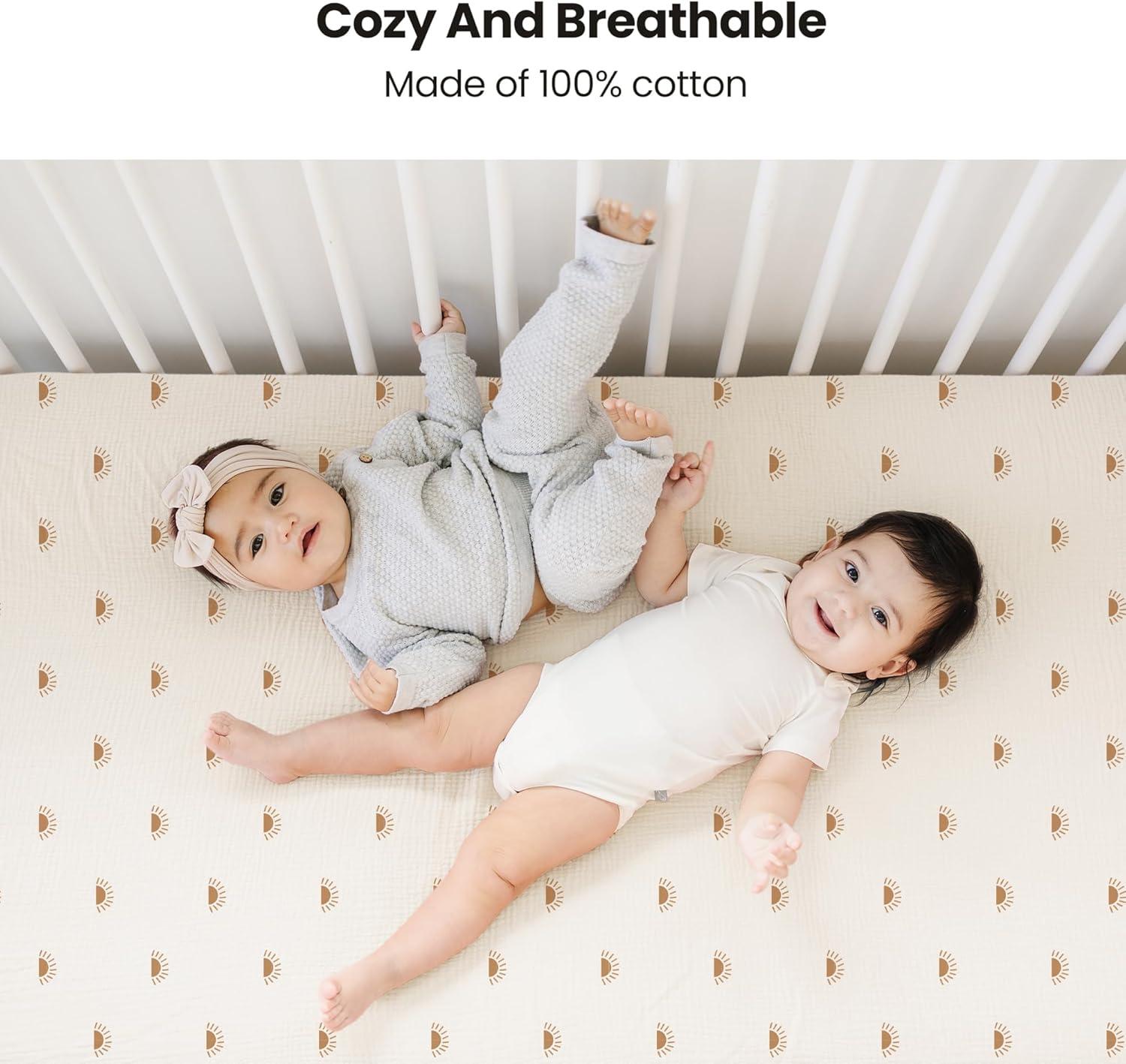 imageKonssy Muslin Crib Sheets for Girl Boy Soft and Breathable Cotton Baby Sheets for Standard Crib Mattress 52quotx 28quot OatSun