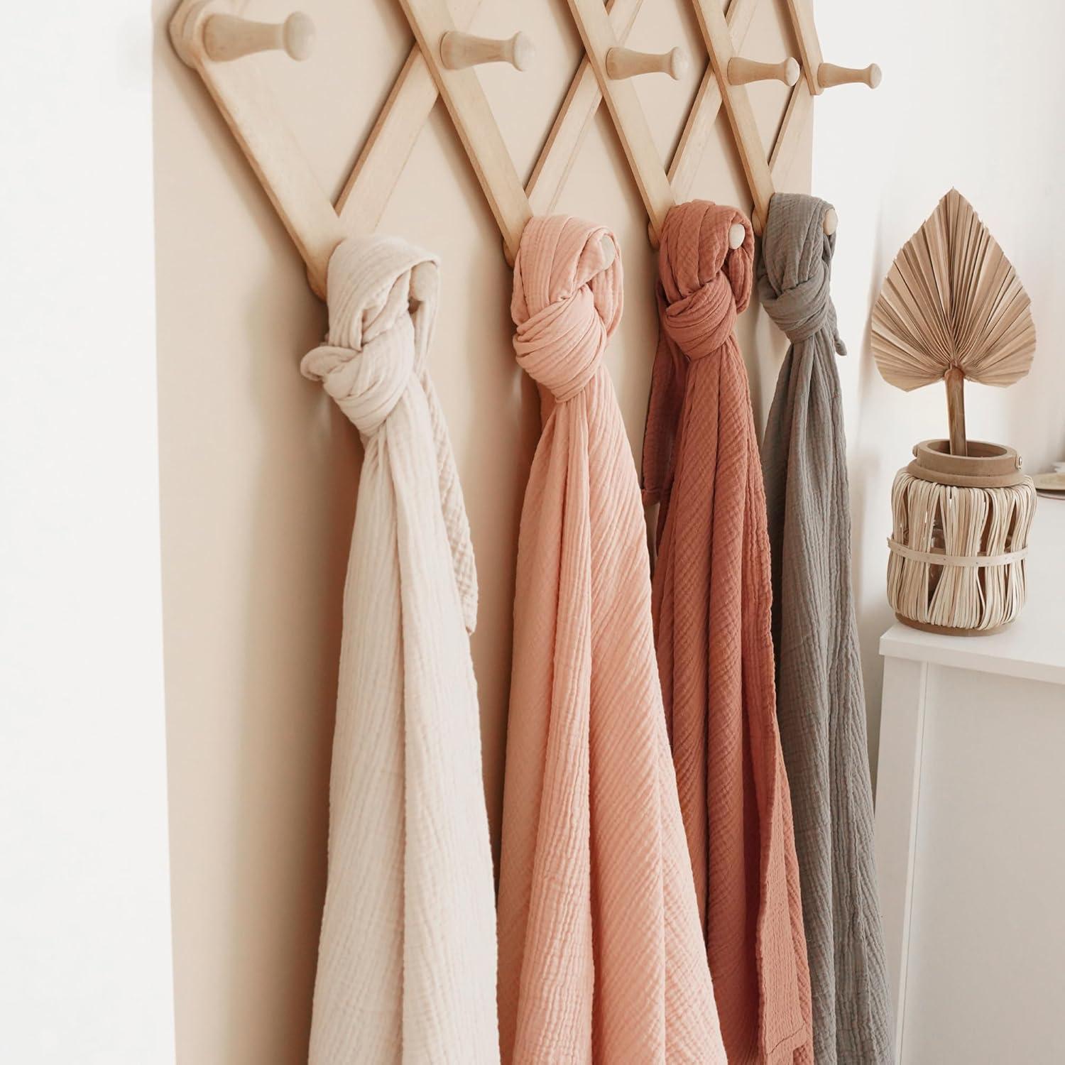 imageKonssy Muslin Swaddle Blankets for Boys Girls 2 Pack Receiving Baby Blanket Large 47 x 47 inches Soft Breathable Swaddling Wrap for Unisex Newborn Pink FloralPink Sun  Khaki Leaf