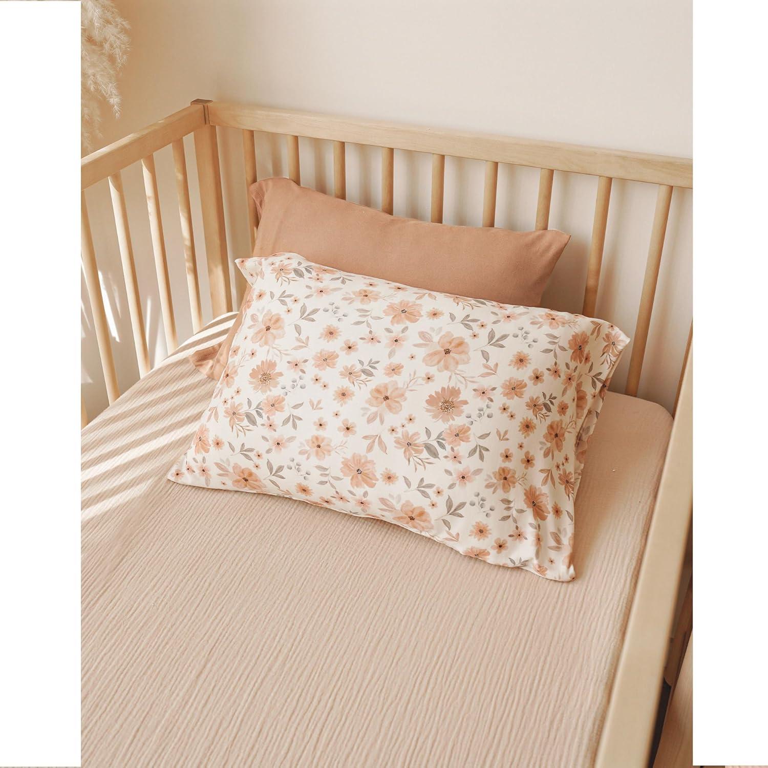 imageKonssy Toddler Pillowcase 2 Pack Soft Stretchy Toddler Pillow Case for 13x18 Pillow Cozy Travel Kids Baby Pillowcases with Envelope Closure Pink SpringPinkFlourish toffee