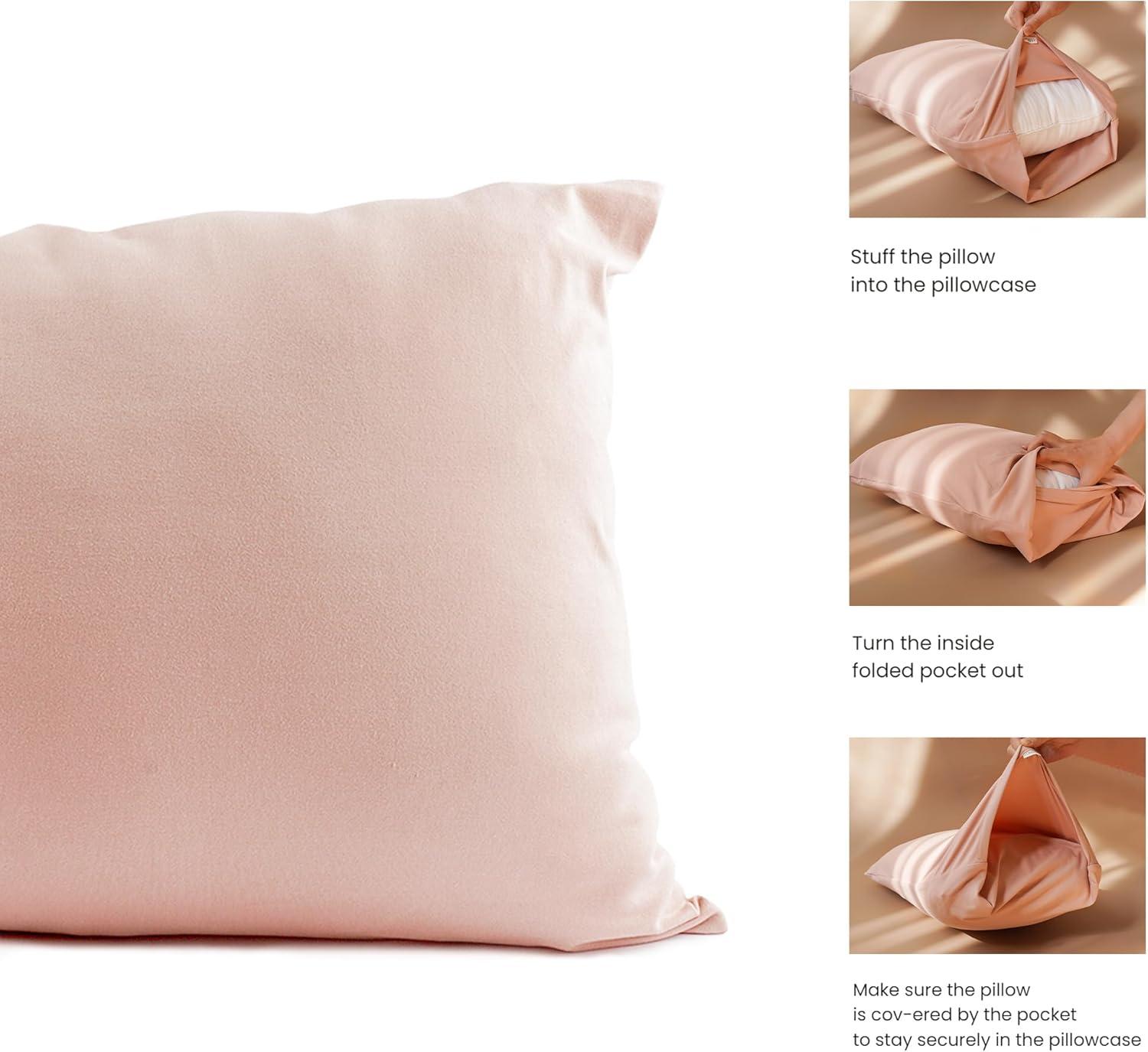 imageKonssy Toddler Pillowcase 2 Pack Soft Stretchy Toddler Pillow Case for 13x18 Pillow Cozy Travel Kids Baby Pillowcases with Envelope Closure Pink SpringPinkPink Spring pink