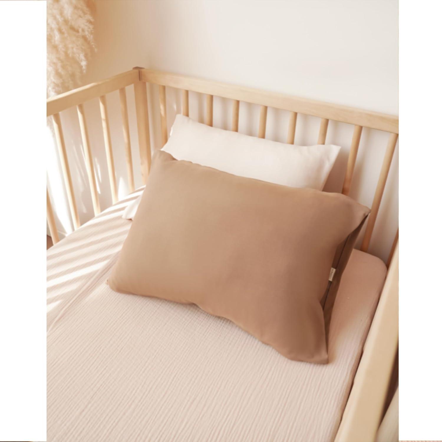 imageKonssy Toddler Pillowcase 2 Pack Soft Stretchy Toddler Pillow Case for 13x18 Pillow Cozy Travel Kids Baby Pillowcases with Envelope Closure Pink SpringPinkBrown cream