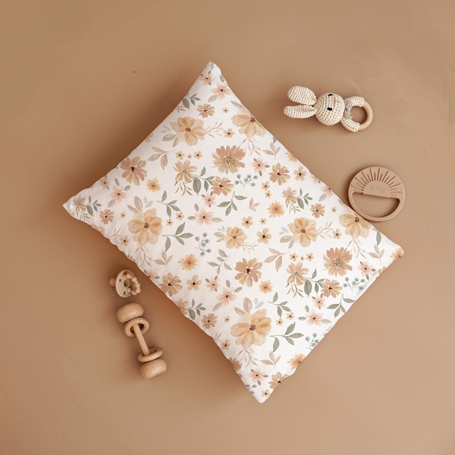 imageKonssy Toddler Pillowcase 2 Pack Soft Stretchy Toddler Pillow Case for 13x18 Pillow Cozy Travel Kids Baby Pillowcases with Envelope Closure Pink SpringPinkFlourish toffee