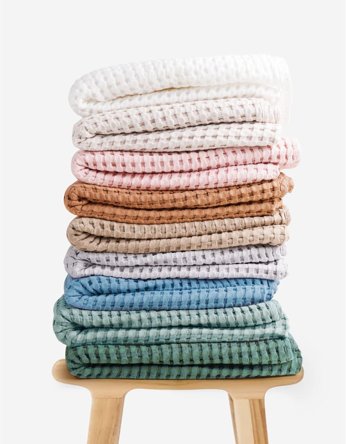 imageKonssy Waffle Baby Blanket  Soft ampamp Cozy Nursery Swaddle Blanket Lightweight Toddler Throw for Boys ampamp Girls Ideal for WrappingBlush PinkBlue