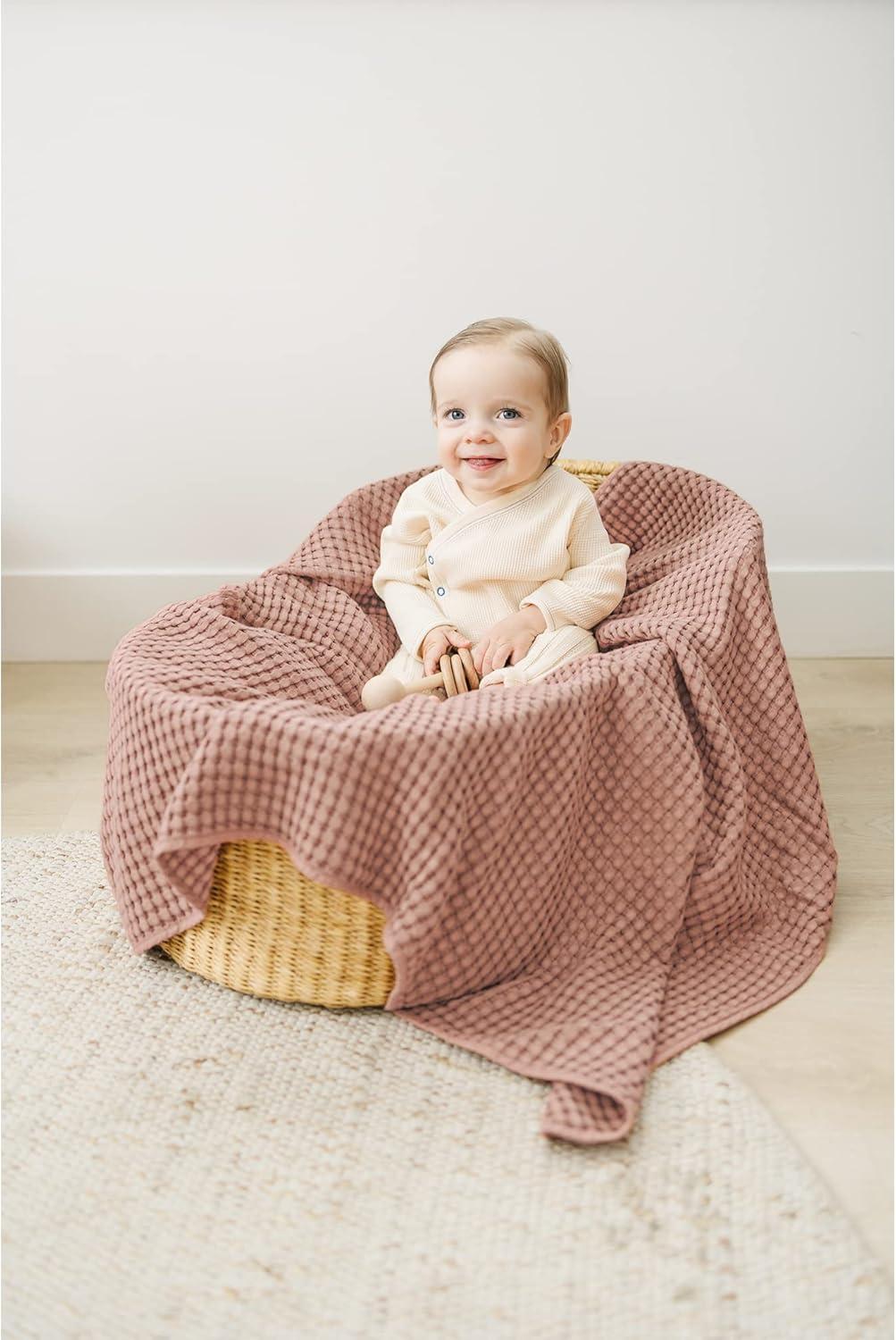 imageKonssy Waffle Baby Blanket  Soft ampamp Cozy Nursery Swaddle Blanket Lightweight Toddler Throw for Boys ampamp Girls Ideal for WrappingBlush PinkBlush Pink