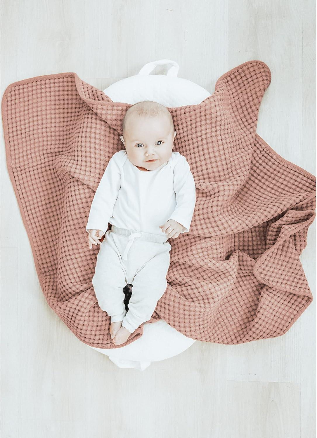 imageKonssy Waffle Baby Blanket  Soft ampamp Cozy Nursery Swaddle Blanket Lightweight Toddler Throw for Boys ampamp Girls Ideal for WrappingBlush PinkBlush Pink