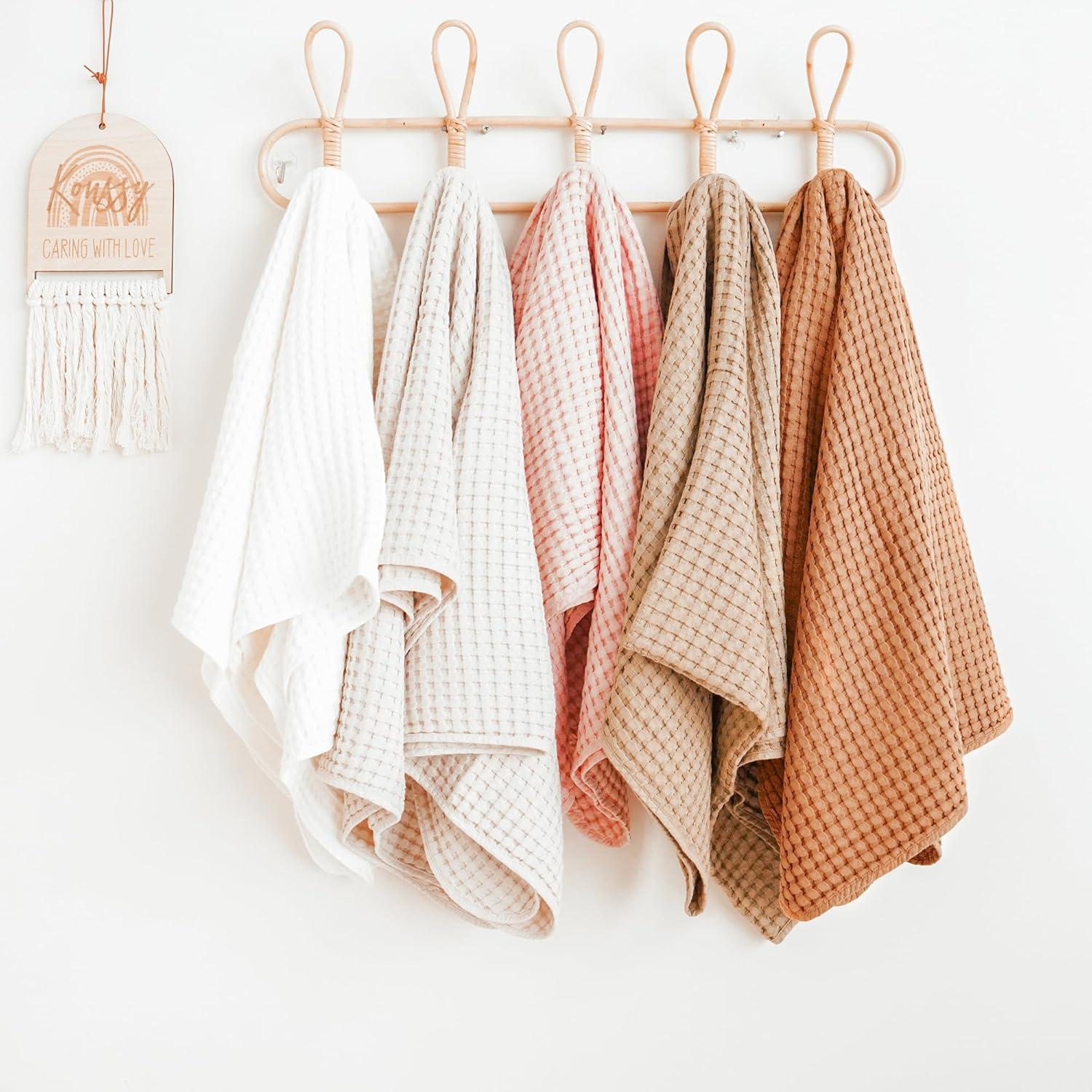 imageKonssy Waffle Baby Blanket  Soft ampamp Cozy Nursery Swaddle Blanket Lightweight Toddler Throw for Boys ampamp Girls Ideal for WrappingBlush PinkBrown