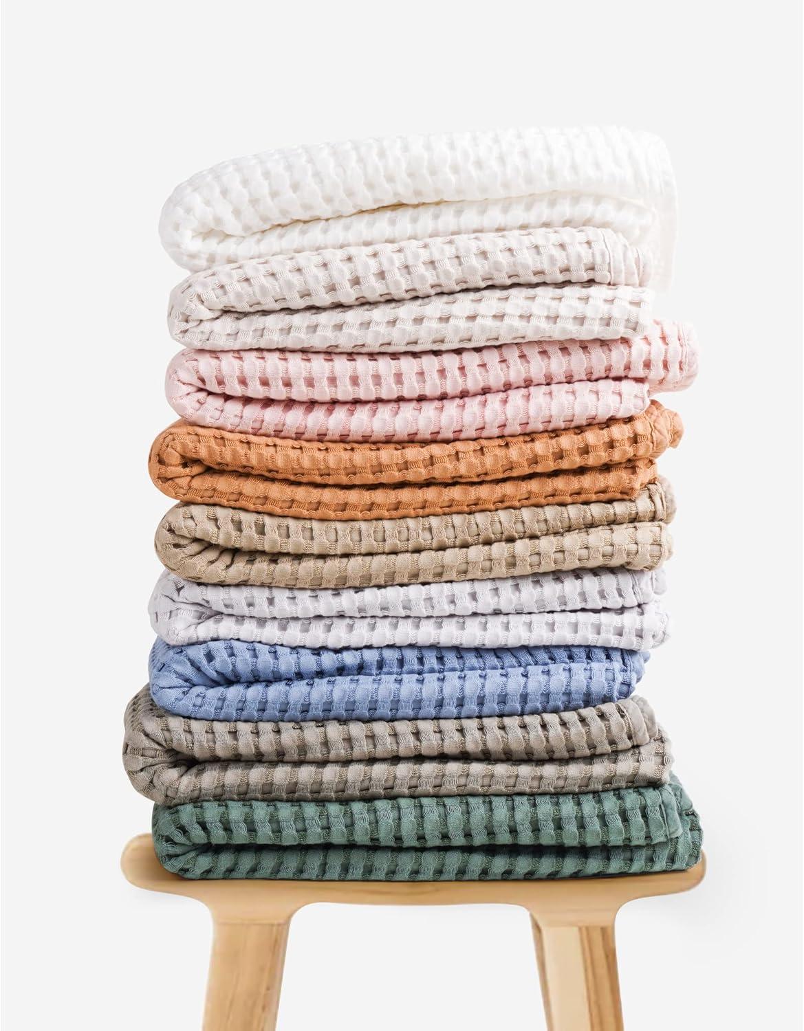 imageKonssy Waffle Baby Blanket  Soft ampamp Cozy Nursery Swaddle Blanket Lightweight Toddler Throw for Boys ampamp Girls Ideal for WrappingBlush PinkBrown