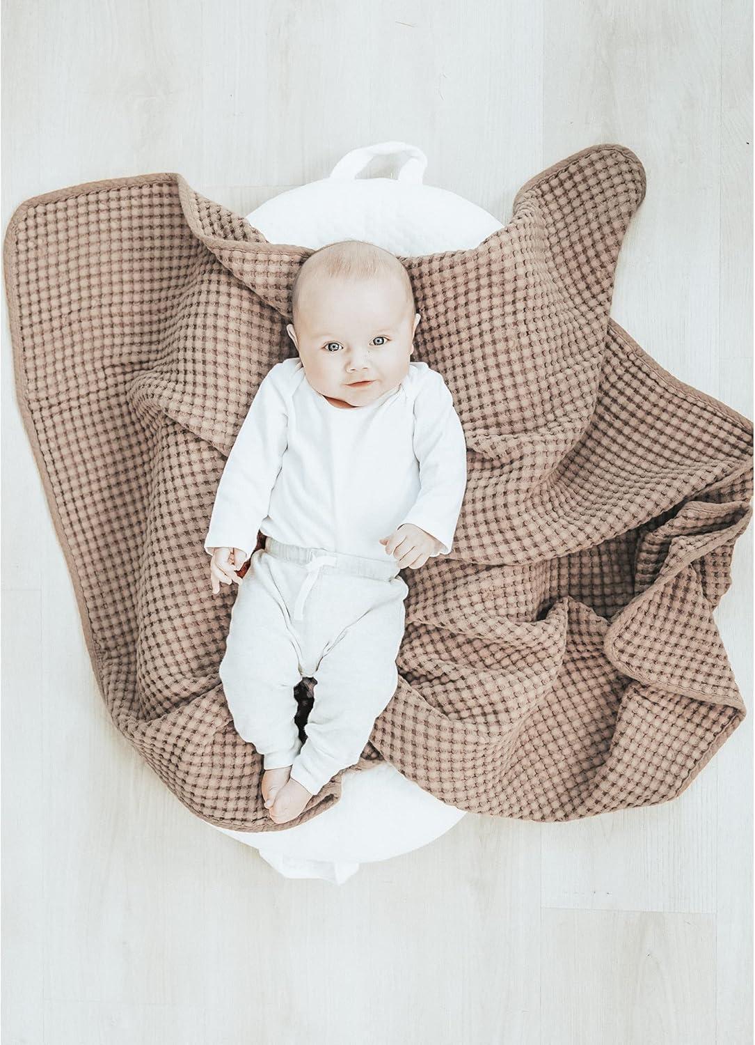 imageKonssy Waffle Baby Blanket  Soft ampamp Cozy Nursery Swaddle Blanket Lightweight Toddler Throw for Boys ampamp Girls Ideal for WrappingBlush PinkClay