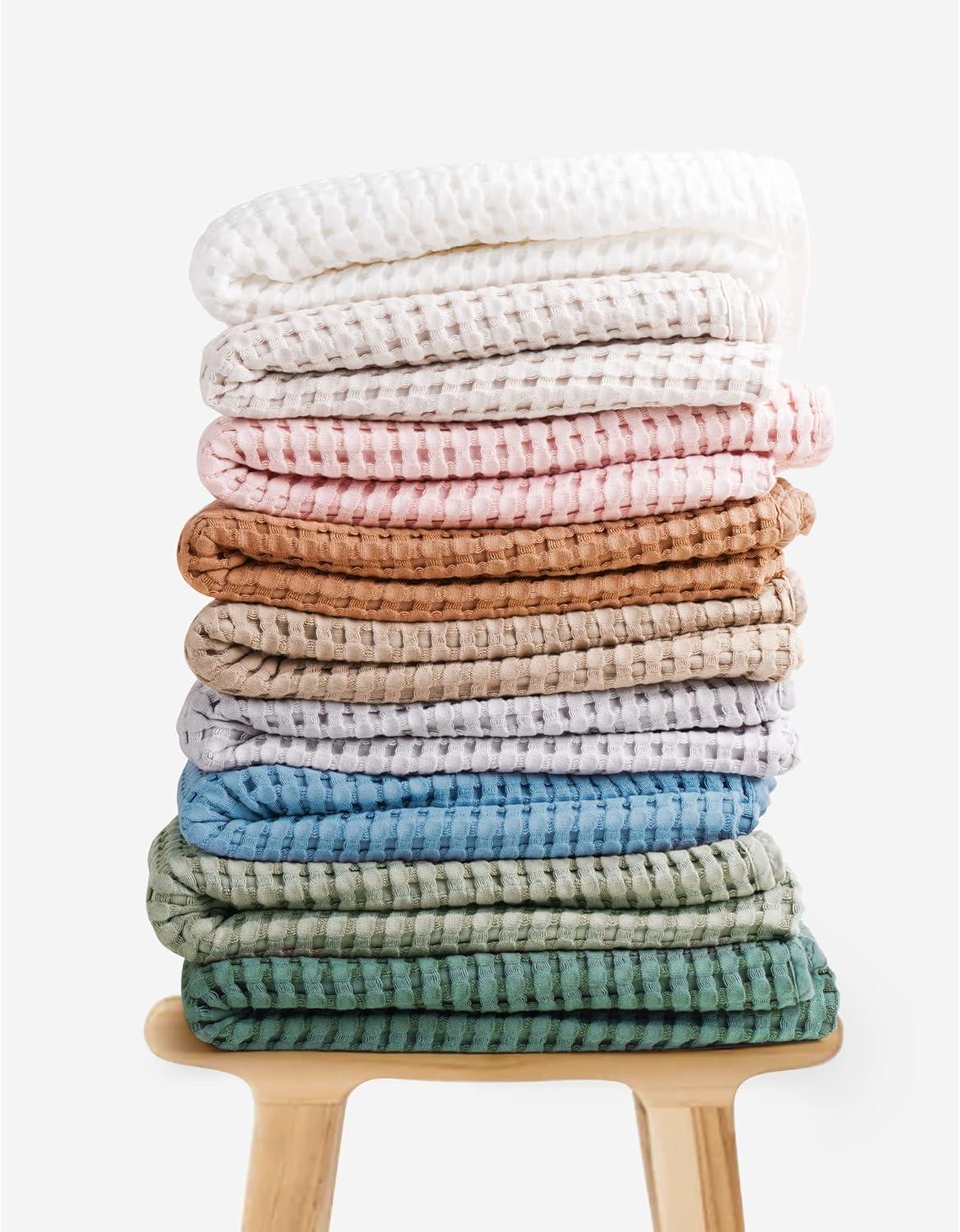 imageKonssy Waffle Baby Blanket  Soft ampamp Cozy Nursery Swaddle Blanket Lightweight Toddler Throw for Boys ampamp Girls Ideal for WrappingBlush PinkGreen