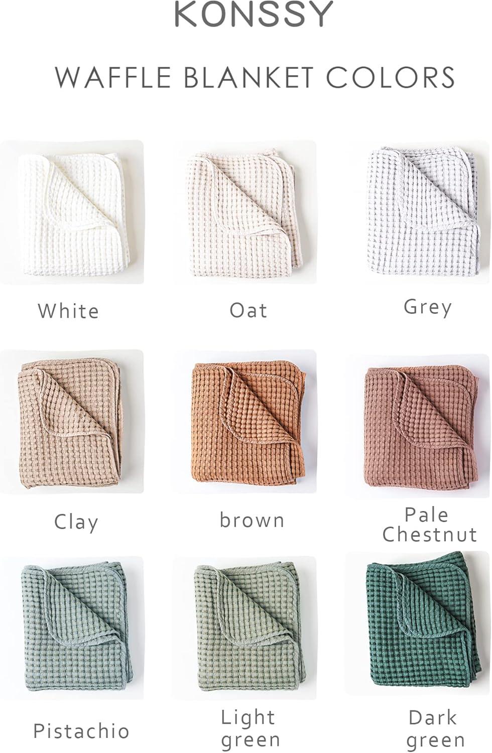 imageKonssy Waffle Baby Blanket  Soft ampamp Cozy Nursery Swaddle Blanket Lightweight Toddler Throw for Boys ampamp Girls Ideal for WrappingBlush PinkLight Green