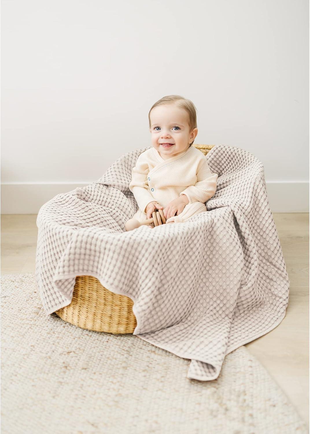 imageKonssy Waffle Baby Blanket  Soft ampamp Cozy Nursery Swaddle Blanket Lightweight Toddler Throw for Boys ampamp Girls Ideal for WrappingBlush PinkOat