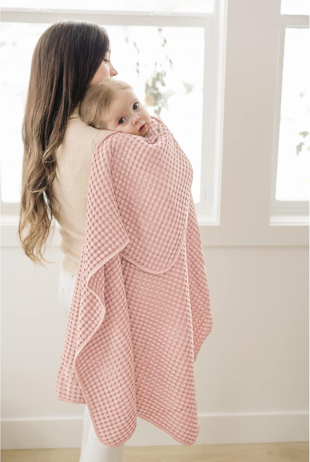 imageKonssy Waffle Baby Blanket  Soft ampamp Cozy Nursery Swaddle Blanket Lightweight Toddler Throw for Boys ampamp Girls Ideal for WrappingBlush PinkPink