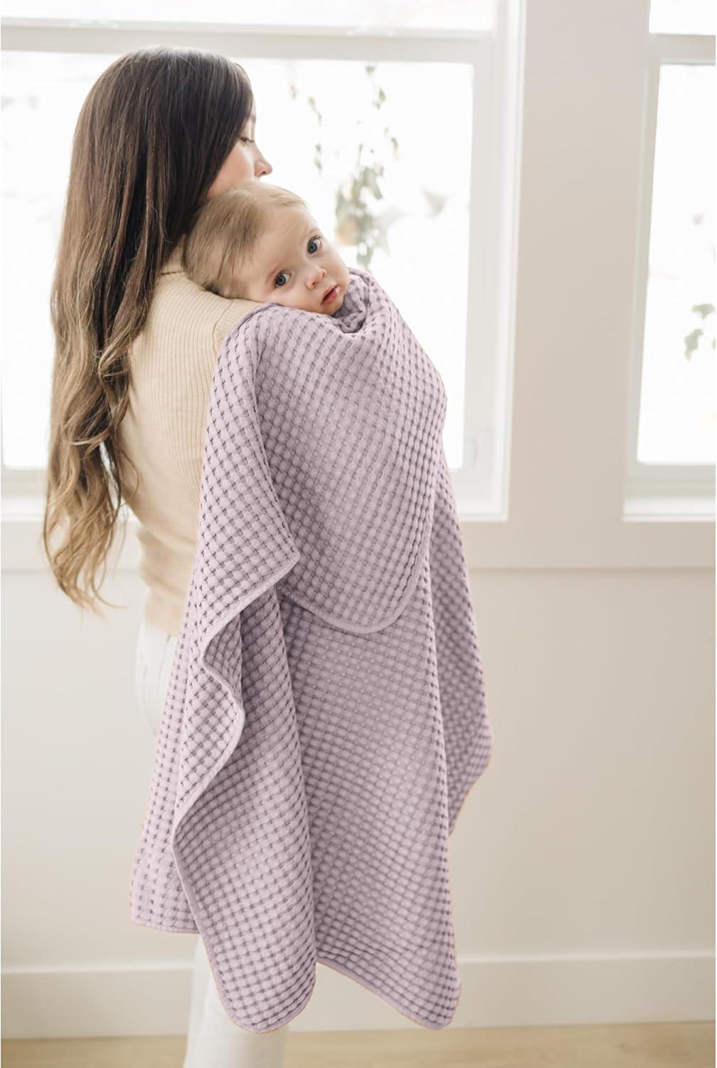 imageKonssy Waffle Baby Blanket  Soft ampamp Cozy Nursery Swaddle Blanket Lightweight Toddler Throw for Boys ampamp Girls Ideal for WrappingBlush PinkPurple
