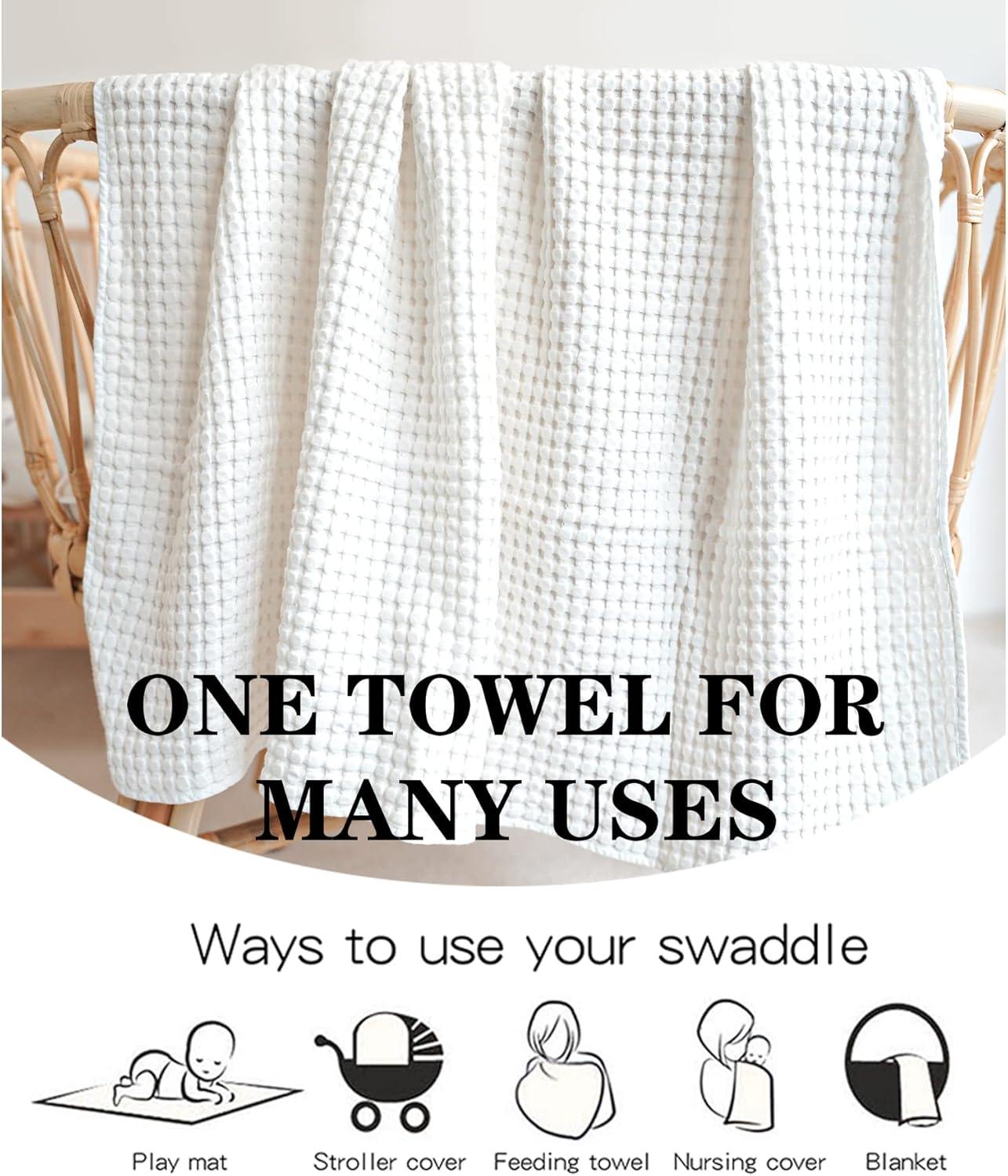 imageKonssy Waffle Baby Blanket  Soft ampamp Cozy Nursery Swaddle Blanket Lightweight Toddler Throw for Boys ampamp Girls Ideal for WrappingBlush PinkWhite