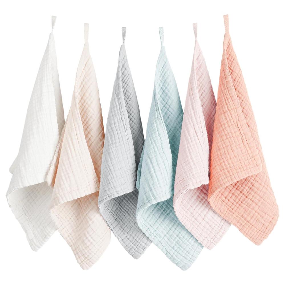 imageKonssy 6 Pack Baby Muslin Washcloths for Unisex 100 Cotton Wash Cloth Set for Baby Face Body Comfy and Soft for Newborn Infants Kids Girls and BoysPink Color
