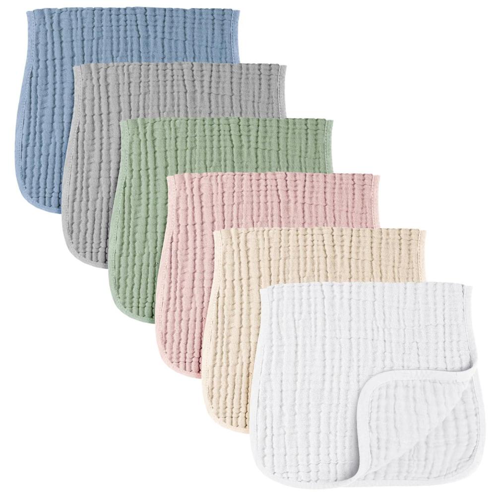 imageKonssy 6Pack Absorbent Muslin Burp Cloths 100 Cotton Large Burping Clothes Set for Newborn Baby Girls and BoysMint Freshness