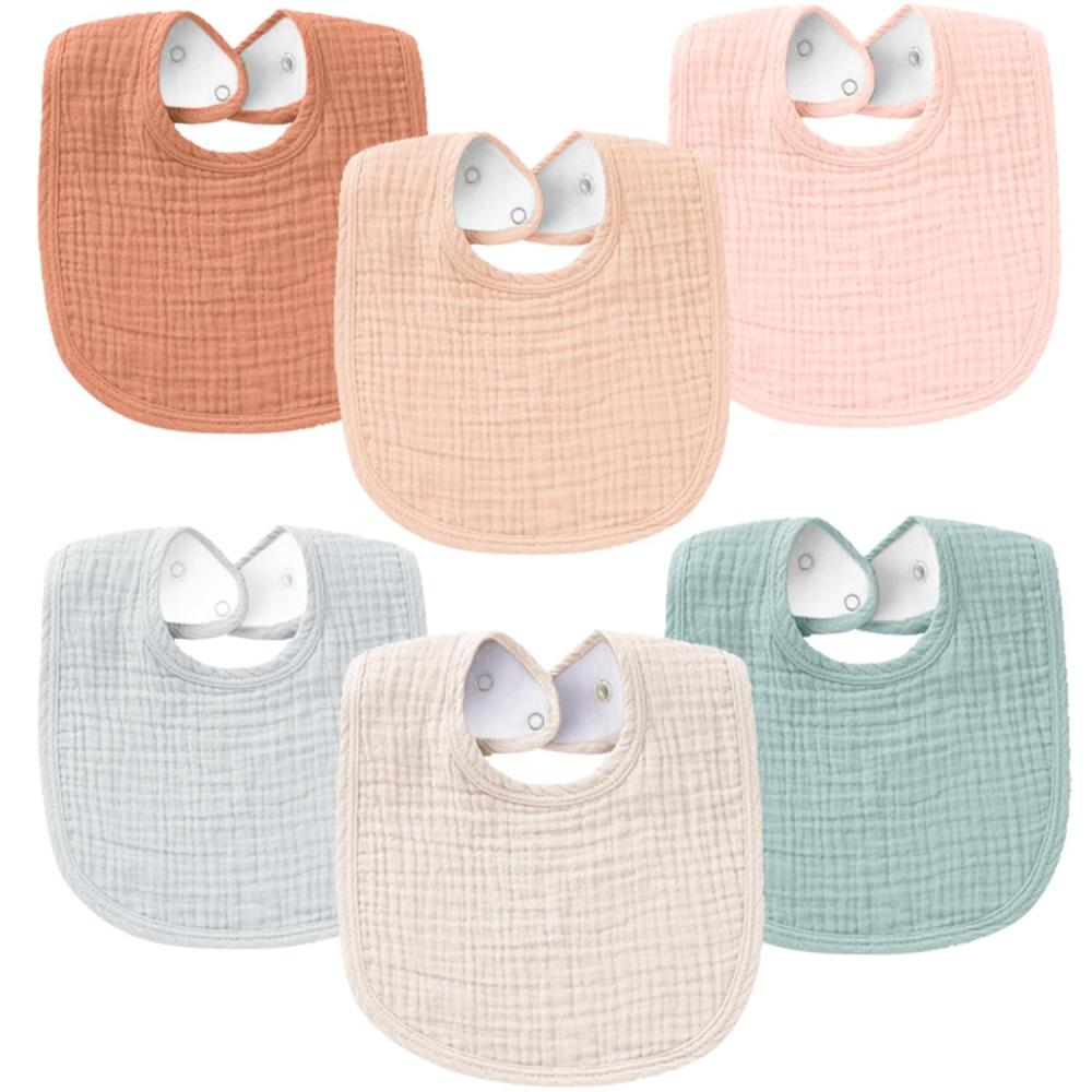 imageKonssy 6Pack Muslin Baby Bibs for Boys ampamp Girls Soft Cotton Absorbent Bandana Drool Bibs for Drooling ampamp TeethingCotton Candy