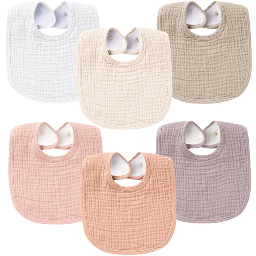 imageKonssy 6Pack Muslin Baby Bibs for Boys ampamp Girls Soft Cotton Absorbent Bandana Drool Bibs for Drooling ampamp TeethingPurple