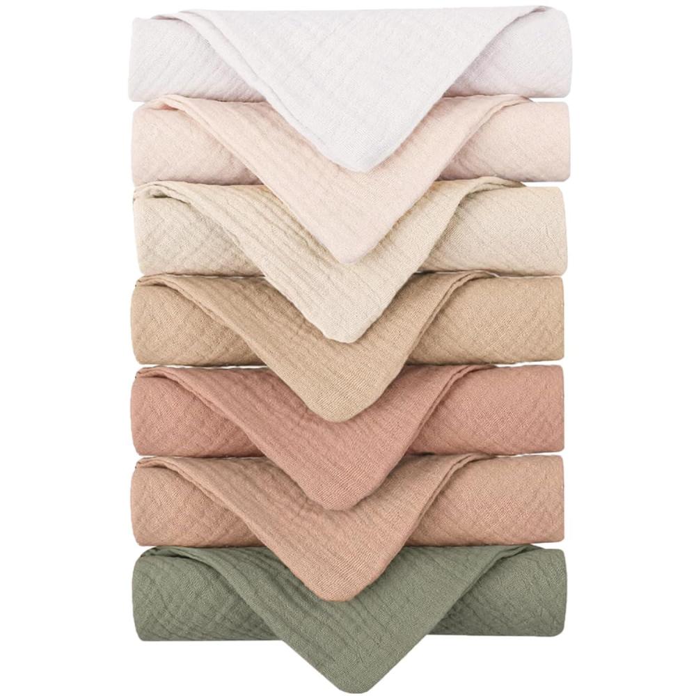 imageKonssy 7Pack Soft Cotton Face Wash Cloths Reusable Absorbent Washcloths for Sensitive Skin Facial Makeup Remover Towels for Women 11 x 11 InchGreen