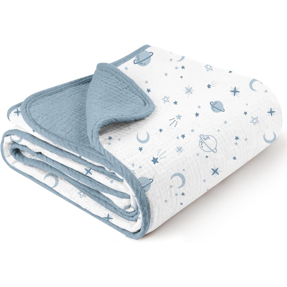 imageKonssy Muslin Baby Blankets for Girls Boys 100 Cotton Crib Blanket for Infant Toddler Super Soft and Lightweight Nursery Swaddling Wrap 40quotx36quot FloralStar