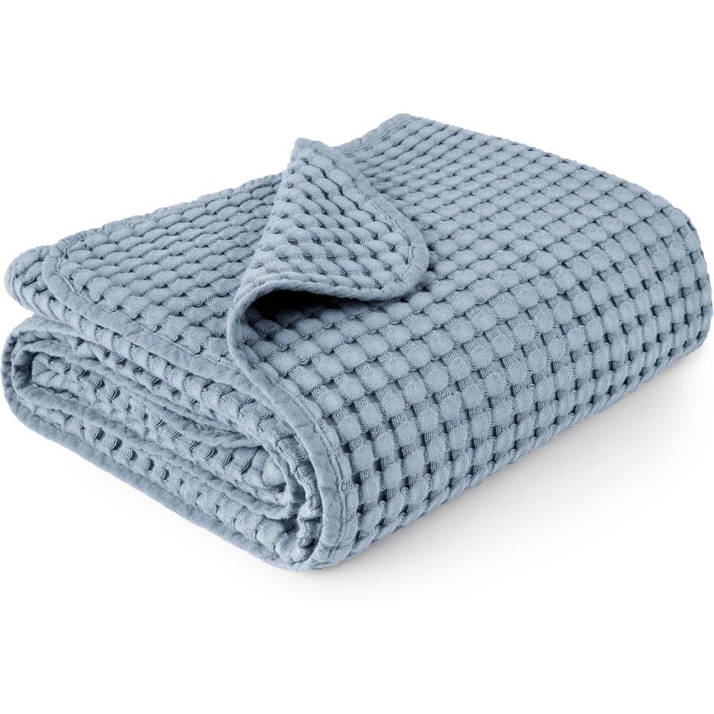 imageKonssy Waffle Baby Blanket  Soft ampamp Cozy Nursery Swaddle Blanket Lightweight Toddler Throw for Boys ampamp Girls Ideal for WrappingBlush PinkBlue