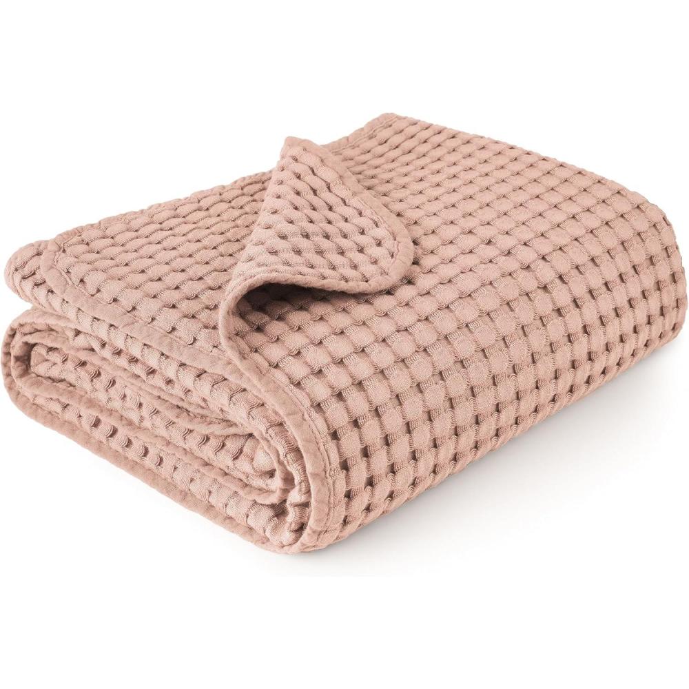 imageKonssy Waffle Baby Blanket  Soft ampamp Cozy Nursery Swaddle Blanket Lightweight Toddler Throw for Boys ampamp Girls Ideal for WrappingBlush PinkBlush Pink