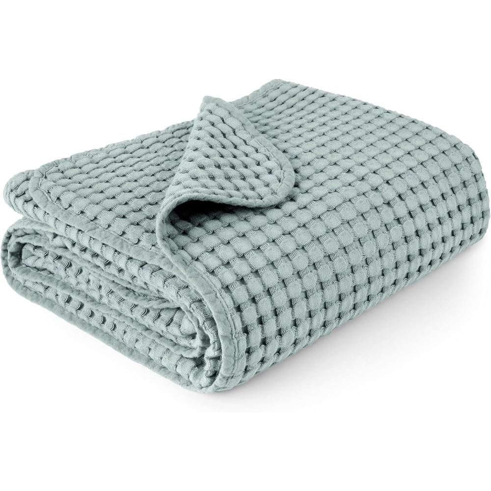 imageKonssy Waffle Baby Blanket  Soft ampamp Cozy Nursery Swaddle Blanket Lightweight Toddler Throw for Boys ampamp Girls Ideal for WrappingBlush PinkLight Green