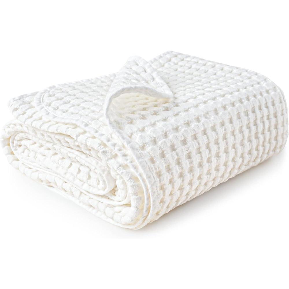 imageKonssy Waffle Baby Blanket  Soft ampamp Cozy Nursery Swaddle Blanket Lightweight Toddler Throw for Boys ampamp Girls Ideal for WrappingBlush PinkWhite