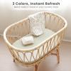 imageKonssy 3 Pack Stretchy Bassinet Sheets for Baby Girl Boy Soft Breathable Baby Bassinet Mattress Sheets Fit for Hourglass Oval Cradle Moses Basket Rectangle Mattress Pink SpringGreen Leaves