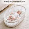 imageKonssy 3 Pack Stretchy Bassinet Sheets for Baby Girl Boy Soft Breathable Baby Bassinet Mattress Sheets Fit for Hourglass Oval Cradle Moses Basket Rectangle Mattress Pink SpringGreen Leaves