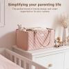 imageKonssy Baby Diaper Caddy Organizer with Removable Divider Portable Diaper Bag Newborn Essentials Gift for Baby Shower and Registry Nursey Basket Tote Bag Must Have for MomsPink