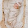 imageKonssy Baby Girl Newborn Receiving Blanket with Headband Set Baby Swaddle Nursery Swaddle WrapOat