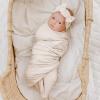 imageKonssy Baby Girl Newborn Receiving Blanket with Matching Headband and Beanie Set Baby Swaddle Nursery Swaddle WrapBeige