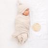 imageKonssy Baby Girl Newborn Receiving Blanket with Matching Headband and Beanie Set Baby Swaddle Nursery Swaddle WrapBeige