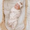 imageKonssy Baby Girl Newborn Receiving Blanket with Matching Headband and Beanie Set Baby Swaddle Nursery Swaddle WrapBlossom