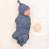 imageKonssy Baby Girl Newborn Receiving Blanket with Matching Headband and Beanie Set Baby Swaddle Nursery Swaddle WrapBlue