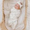 imageKonssy Baby Girl Newborn Receiving Blanket with Matching Headband and Beanie Set Baby Swaddle Nursery Swaddle WrapBlue Grass