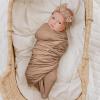 imageKonssy Baby Girl Newborn Receiving Blanket with Matching Headband and Beanie Set Baby Swaddle Nursery Swaddle WrapBrown
