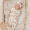 imageKonssy Baby Girl Newborn Receiving Blanket with Matching Headband and Beanie Set Baby Swaddle Nursery Swaddle WrapFloral