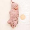 imageKonssy Baby Girl Newborn Receiving Blanket with Matching Headband and Beanie Set Baby Swaddle Nursery Swaddle WrapMillenial Pink