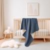 imageKonssy Muslin Baby Blankets for Girls Boys 100 Cotton Crib Blanket for Infant Toddler Super Soft and Lightweight Nursery Swaddling Wrap 40quotx36quot FloralNavy Blue