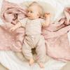 imageKonssy Muslin Swaddle Blankets for Boys Girls 2 Pack Receiving Baby Blanket Large 47 x 47 inches Soft Breathable Swaddling Wrap for Unisex Newborn Pink FloralPeach Blossom Sun