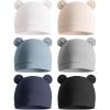 imageKonssy 6Pack Baby Newborn Hats with Bear Ears Baby Beanie Hats  Soft Caps for Infant Boys ampamp Girls 03 MonthsBeige