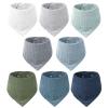 imageKonssy 8Pack Muslin Baby Bibs Absorbent Bandana Drool 100 Cotton Unisex Baby Bibs for Teething and DroolingBlue