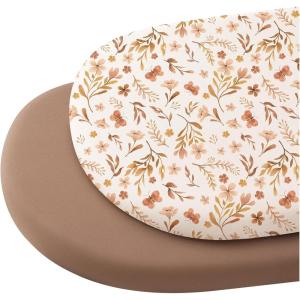 imageKonssy 2 Pack Stretchy Bassinet Sheets for Baby Girl Boy Soft Breathable Baby Bassinet Mattress Sheets Fit for Hourglass Oval Cradle Moses Basket Rectangle Mattress Autumn BloomClayAutumn Bloom clay